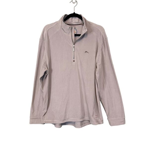 Tommy Bahama Sweatshirt Mens L Large Gray 1/4 Zip Pullover Long Sleeve Casual